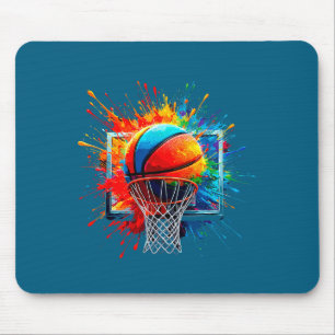 Minimale Kleurrijke Verfspatten Basketbal Muismat