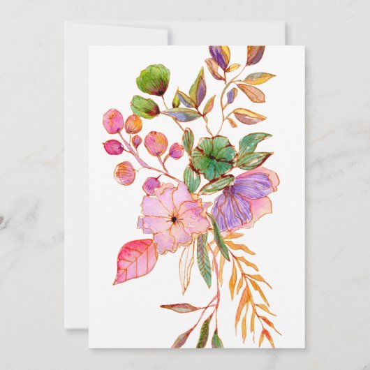 Minimale kleurrijke Waterverf Flowers Weddenschap Save The Date (Achterkant)