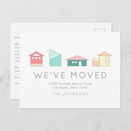 Minimale kleurrijke woningen die aankondiging verp (Voorkant / Achterkant)