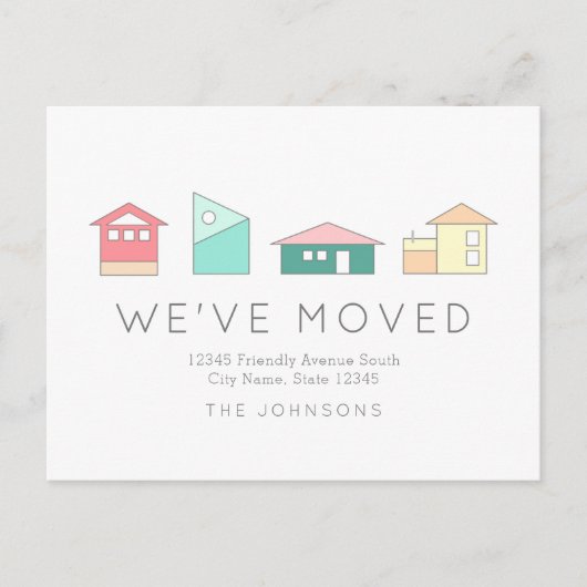 Minimale kleurrijke woningen die aankondiging verp (Voorkant)