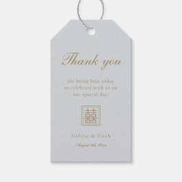 Minimale kleuterblauwe, moderne Chinees bedankt Cadeaulabel