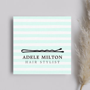 Minimale Koele Blauwe Witte Strepen Bobby Pin Hair Vierkante Visitekaartje