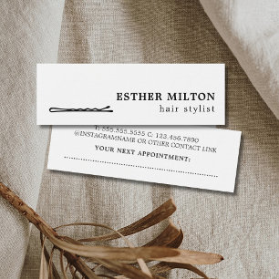 Minimale koele zwarte witte haarspeld salon mini visitekaartjes