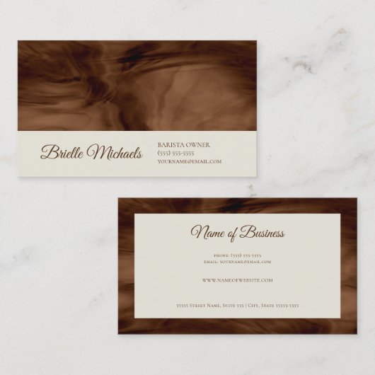 Minimale koffiebruine liquide eenvoudige Barista e Visitekaartje (Voorkant / Achterkant)