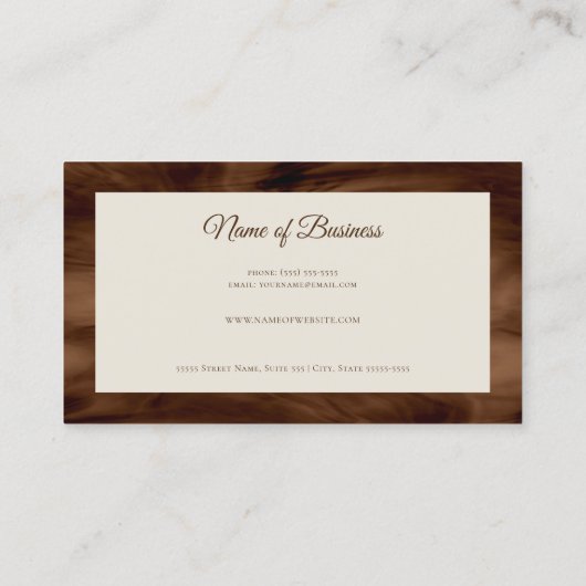 Minimale koffiebruine liquide eenvoudige Barista e Visitekaartje (Achterkant)