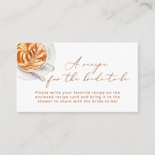 Minimale koffierecept voor de bruid informatiekaartje (Voorkant)
