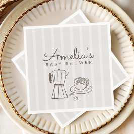 Minimale koffiethema baby shower servet