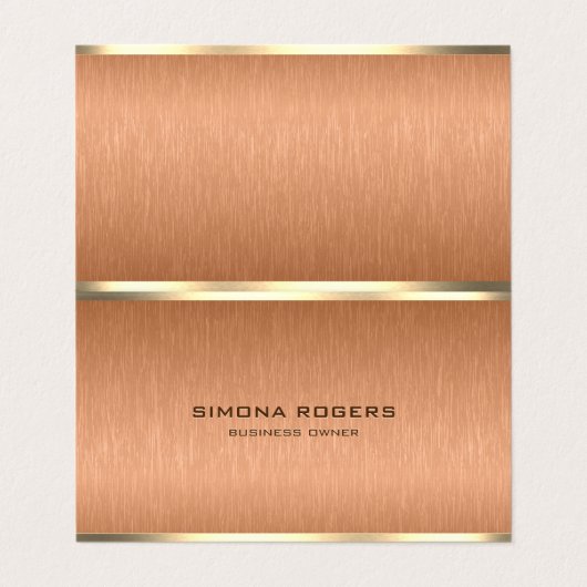 Minimale koperbruine en goudmetaaltextuur visitekaartje (Buitenkant ongevouwen)