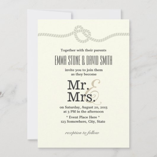 Minimale koppelverkoop van de Nautical Wedding Kno Kaart (Voorkant)