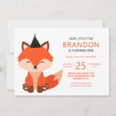 Minimale koute Little Fox Zigzag Birthday Kaart (Voorkant)