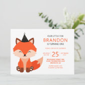 Minimale koute Little Fox Zigzag Birthday Kaart (Staand voorkant)