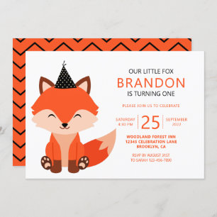 Minimale koute Little Fox Zigzag Birthday Kaart