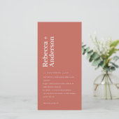 MINIMALE KRACHTIGE TOMATENRODE TYPOGRAFIE TROUWUIT BEDANKKAART (Staand voorkant)