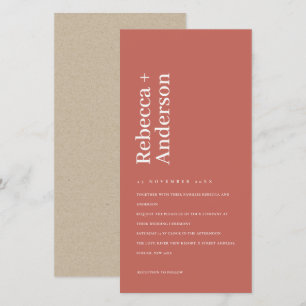 MINIMALE KRACHTIGE TOMATENRODE TYPOGRAFIE TROUWUIT BEDANKKAART