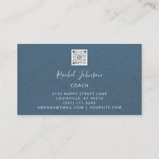 Minimale Kraft Elegant Couch Therapist Logo Blue Visitekaartje (Achterkant)