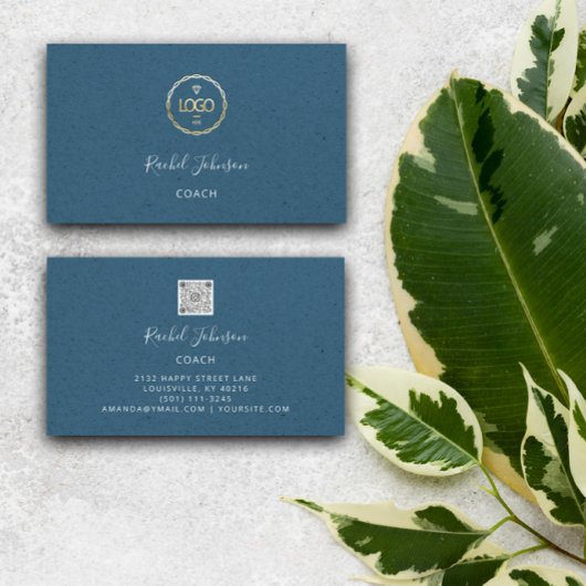 Minimale Kraft Elegant Couch Therapist Logo Blue Visitekaartje