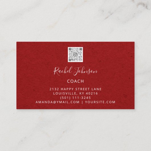 Minimale Kraft Elegant Couch Therapist Logo Red Visitekaartje (Achterkant)