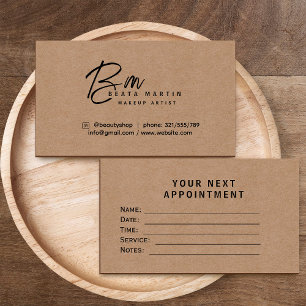 Minimale Kraft Monogram Make-up Artist Brandingkaa Afsprakenkaartje