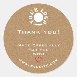Minimale  Kraft Red Heart Dank u Logo Ronde Sticker