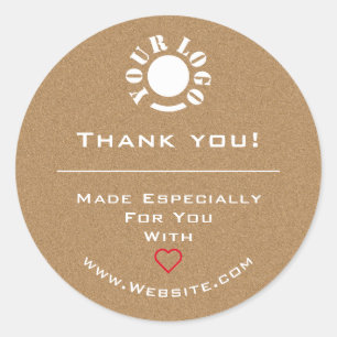 Minimale Kraft Red Heart Dank u Logo Ronde Sticker