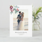 Minimale krans vakantie bruiloft aankondiging (Staand voorkant)