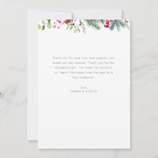 Minimale krans vakantie bruiloft aankondiging (Achterkant)