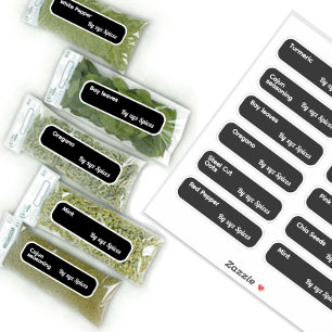 Minimale kruiden en specerijen etiketten met merkn sticker