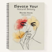 Minimale Kunst Lijn Gezicht Bloemen Schoonheid Log Notitieboek (Voorkant)