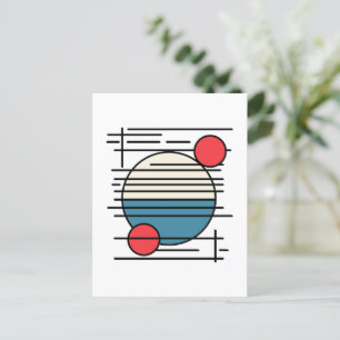 Minimale kunst uit lijnen en drie cirkels briefkaart