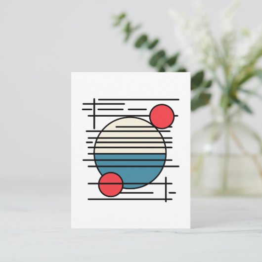 Minimale kunst uit lijnen en drie cirkels briefkaart (Staand voorkant)