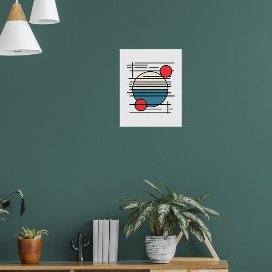 Minimale kunst uit lijnen en drie cirkels poster (Woonkamer 1)