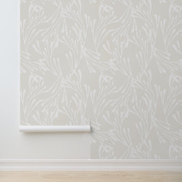 Minimale Kust Koraal Silhouetten in Beige Behang