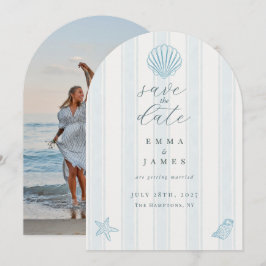 Minimale Kust Schelp Trouw Save the Date Kaart