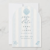 Minimale Kust Schelp Trouw Save the Date Kaart (Voorkant)