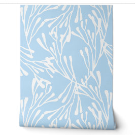 Minimale Kustkoraal Silhouet Korenbloem Blauw Behang