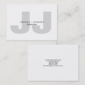 Minimale kwaliteit grijs monogram Unieke Moderne Visitekaartje (Voorkant / Achterkant)