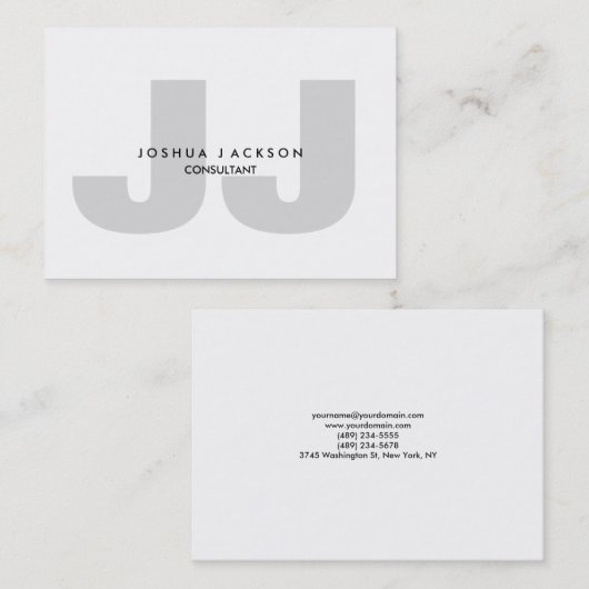 Minimale kwaliteit grijs monogram Unieke Moderne Visitekaartje (Voorkant / Achterkant)