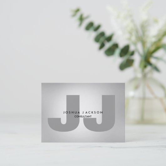 Minimale kwaliteit Grijze monogram Trendy Modern Visitekaartje (Staand voorkant)