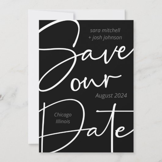 Minimale laag draagbaar script: datum opslaan save the date (Voorkant)