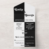 Minimale laagjes zwart en wit, modern all in one uitnodiging (Binnen)