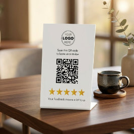 Minimale Laat Ons Een Review QR Code Voetstuk Bord Reclamebord Met Voetstuk