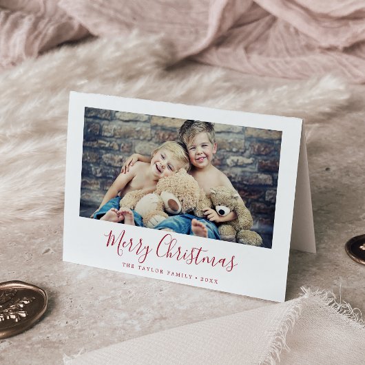 Minimale landschapsfoto van Red Merry met kerst Feestdagen Kaart