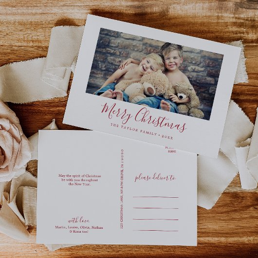 Minimale landschapsfoto van Red Merry met kerst Feestdagenkaart