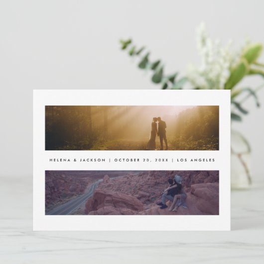 Minimale landschapsfoto's save the date (Staand voorkant)