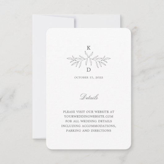 Minimale Laurel Wedding Details Enclosure Kaart K3 (Voorkant)