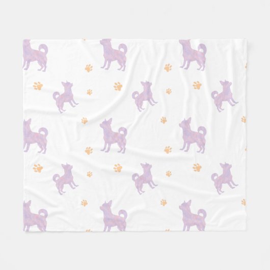 Minimale lavendel chihuahua silhouet deken (Voorkant (Horizontaal))