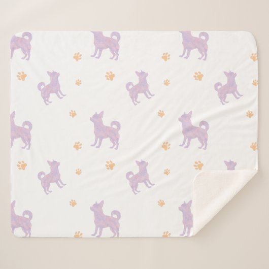 Minimale lavendel chihuahua Silhouette deken (Voorkant (horizontaal))