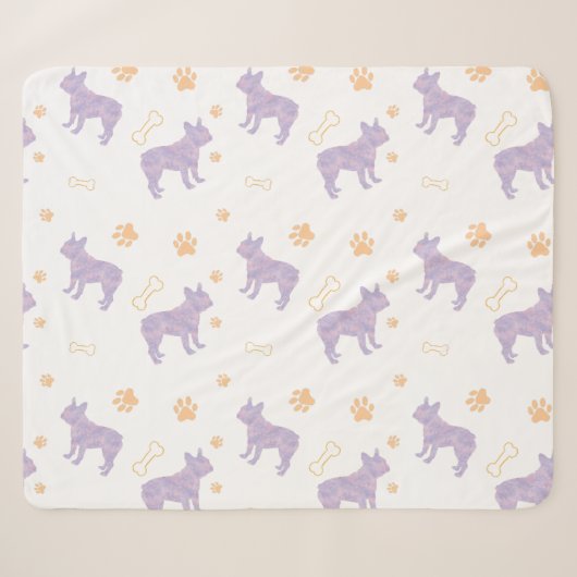 Minimale Lavendel Franse Bulldog Silhouet Deken (Voorkant (horizontaal))