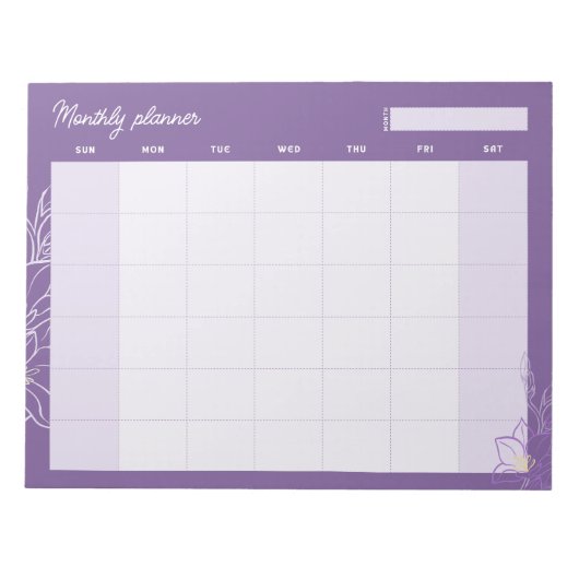 Minimale lavendel maandelijkse planner (aangepaste notitieblok (Voorkant)