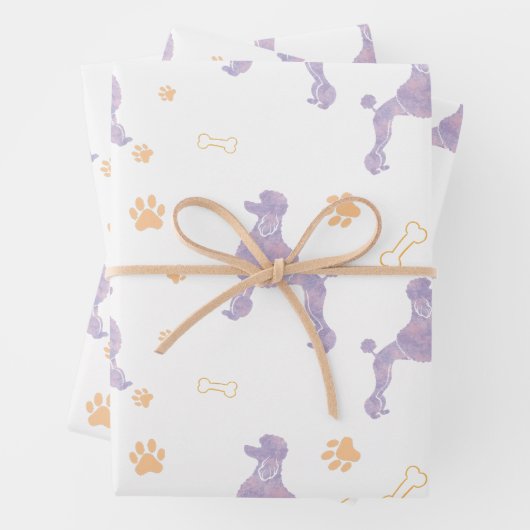 Minimale lavendel Poodle Silhouet Cadeaupapier (In situ)